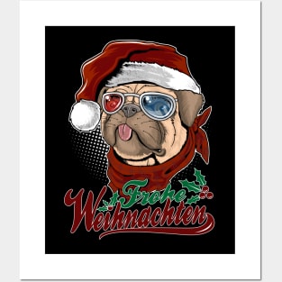 Frohe Weihnachten cute pug Posters and Art